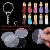 30 Pcs Circle Acrylic Discs Keychain Blank Clear DIY Set with Tassels Keyring