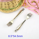 30 Antique Tibetan Silver Fork Charms Pendants 8.5*54.5mm