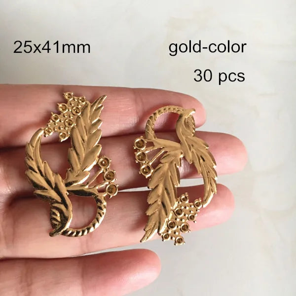 30 Pcs Ganoderma Flower Brass Filigrees DIY Jewelry Findings
