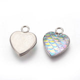 30 Pcs Heart Fish Scale Charms Stainless Steel Pendants for DIY Jewelry