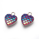 30 Pcs Heart Fish Scale Charms Stainless Steel Pendants for DIY Jewelry