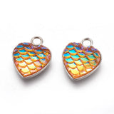 30 Pcs Heart Fish Scale Charms Stainless Steel Pendants for DIY Jewelry