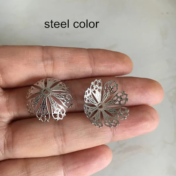 30 Pcs Large Filigree Brass Bead Caps,20mm Bowl Shape Bead Cap With Hole