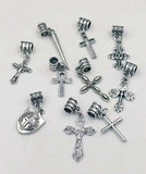 30 Pcs Mixed Tibetan Silver Plated Shield Cross Ankh Pendants