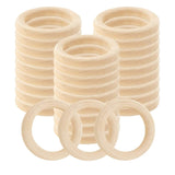 30 Pcs 60mm Natural Wood Rings for DIY Craft Jewelry Making