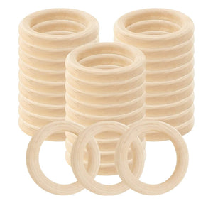 30Pcs 60mm Wood Rings Unfinished Macrame Wooden Ring DIY Craft Pendant
