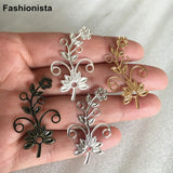 30 Pcs Raw Brass Branch Flowers Leaf Charms Filigree Embellishment