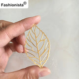 30 Pcs Raw Brass Leaf Charms 30*53mm Hollow Out Leaf Jewelry Findings