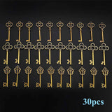 30 Pcs Small Bronze Key Charms Mixed Pendant Vintage Metal Zinc Alloy