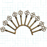 30 Pcs Small Bronze Key Charms Mixed Pendant Vintage Metal Zinc Alloy