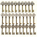 30 Pcs Small Bronze Key Charms Mixed Pendant Vintage Metal Zinc Alloy
