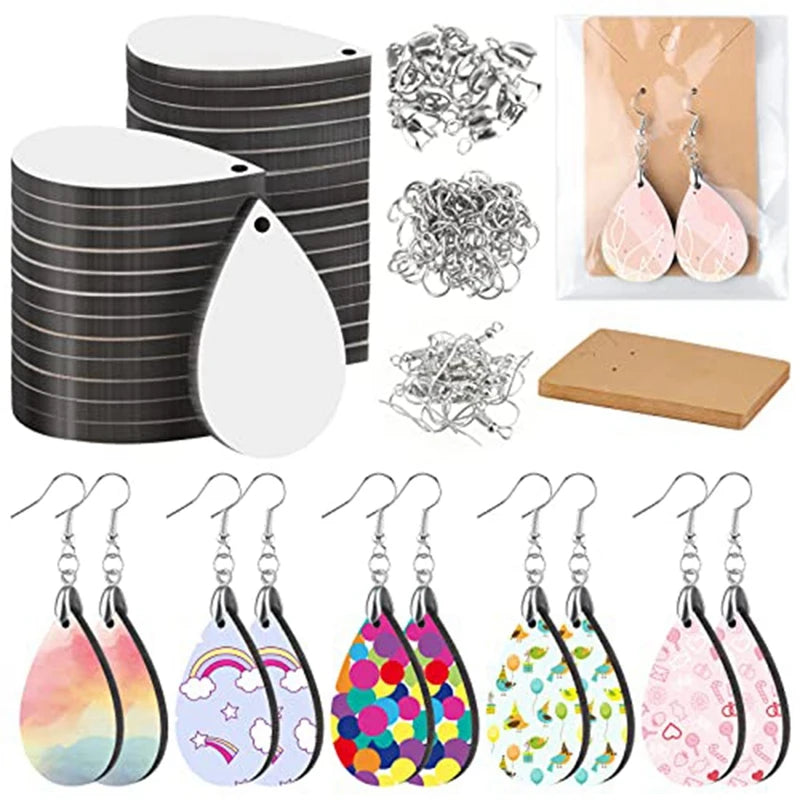 30 Pcs Teardrop Sublimation Blank Earrings Heat Transfer Printing