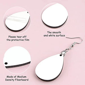 30 Pcs Sublimation Teardrop Earrings with Hooks
