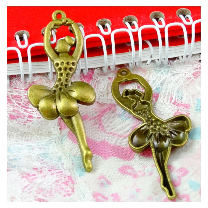30 Pcs 51.2*20.5MM Vintage Ballet Girl Pendant Charms