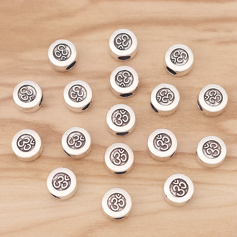 30 OM Yoga Spacer Beads 10x10mm for Bracelet Making Findings