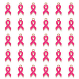 30 Pink/Purple/Red Ribbon Pendants Charms for Breast Cancer Awareness