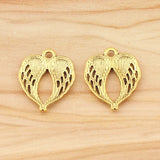 30Pcs Tibetan Silver Guardian Angel Wings Heart Charms for DIY Jewelry Making
