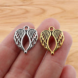 30Pcs Tibetan Silver Guardian Angel Wings Heart Charms for DIY Jewelry Making