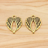 30Pcs Tibetan Silver Guardian Angel Wings Heart Charms for DIY Jewelry Making