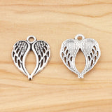 30Pcs Tibetan Silver Guardian Angel Wings Heart Charms for DIY Jewelry Making