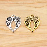 30Pcs Tibetan Silver Guardian Angel Wings Heart Charms for DIY Jewelry Making