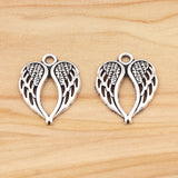 30Pcs Tibetan Silver Guardian Angel Wings Heart Charms for DIY Jewelry Making