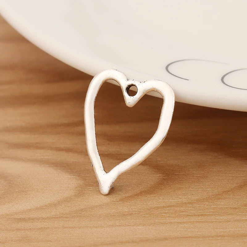 30pcs Tibetan Silver Open Heart Charms 24x19mm