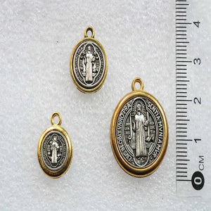 30Pcs 2-Color Benedict Honor Cross Religious Keychain Pendant Alloy DIY Jewel