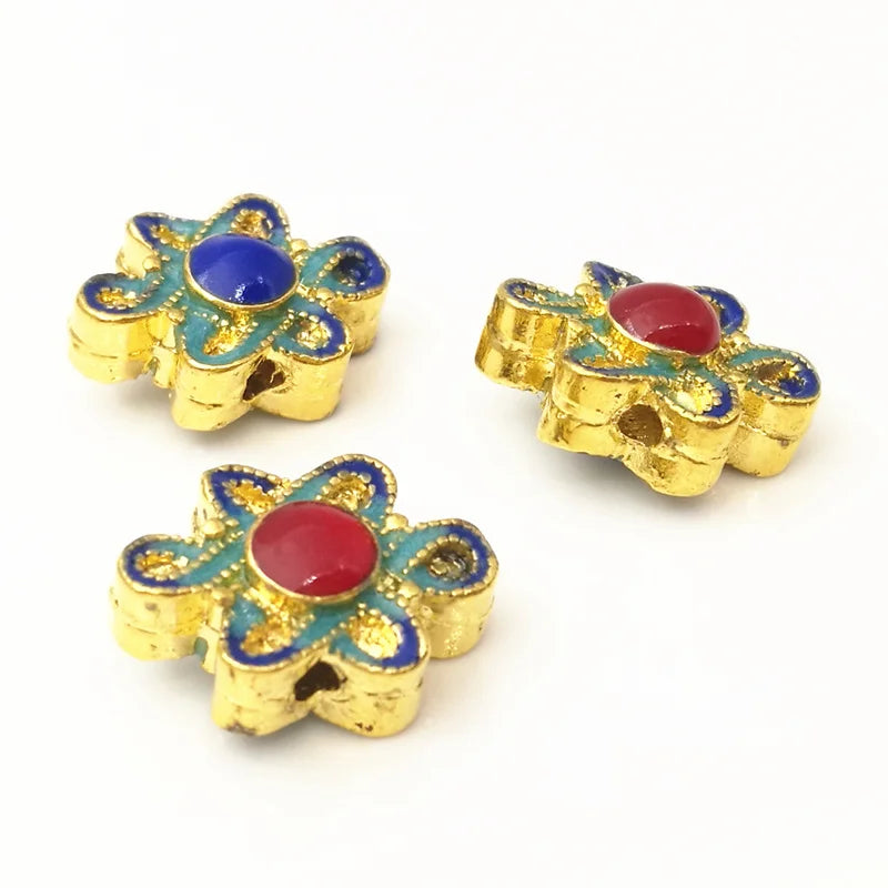 30pcs 12.5x17.5mm Copper Flower Beads Charms DIY Jewelry Findings