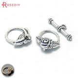 30 Sets Flower Circle 20x15MM Antique Style Toggle Bracelets Clasps