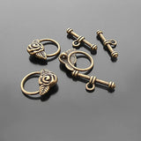 30 Sets Flower Circle 20x15MM Antique Style Toggle Bracelets Clasps