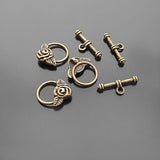 30 Sets Flower Circle 20x15MM Antique Style Toggle Bracelets Clasps