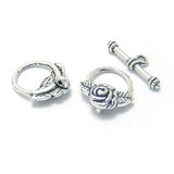 30 Sets Flower Circle 20x15MM Antique Style Toggle Bracelets Clasps