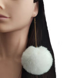 Fur Ball Drop Earrings Gold Hooks Dancing Jewelry