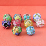 30 3D Multicolor Lampwork Glass Encased Floral Beads for Diy Bracelet Jewelry