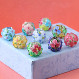 30 3D Multicolor Lampwork Glass Encased Floral Beads for Diy Bracelet Jewelry