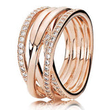 925 Sterling Silver Heart-shaped Eternity Two-tone Ring For Women