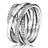 925 Sterling Silver Heart-shaped Eternity Two-tone Ring For Women