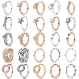 925 Sterling Silver Heart-shaped Eternity Two-tone Ring For Women