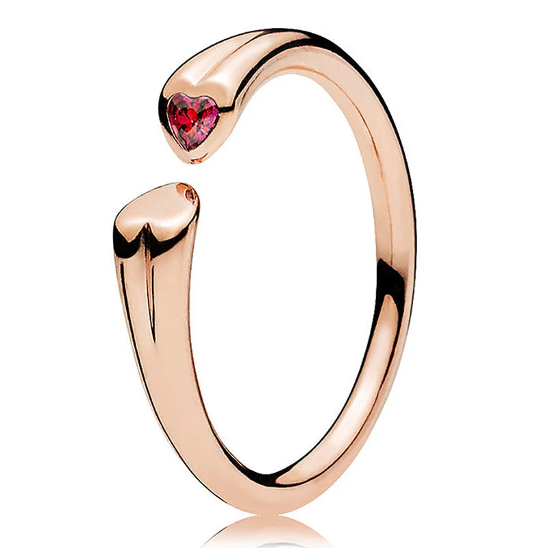 925 Sterling Silver Heart-shaped Eternity Two-tone Ring For Women
