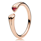 925 Sterling Silver Heart-shaped Eternity Two-tone Ring For Women