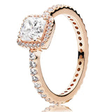 925 Sterling Silver Heart-shaped Eternity Two-tone Ring For Women