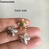 30 pcs -13mm Brass Flower Charms Bead Caps, Double Layer Metal Flowers