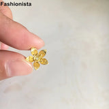 30 pcs -13mm Brass Flower Charms Bead Caps, Double Layer Metal Flowers