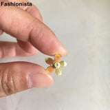 30 pcs -13mm Brass Flower Charms Bead Caps, Double Layer Metal Flowers
