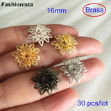 30 pcs 16mm Filigree Small Metal Flower Handmade Craft Accessories