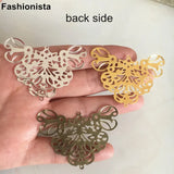 30 pcs 50x40mm Metal Filigree Butterfly Charms in Gold, Silver, Bronze