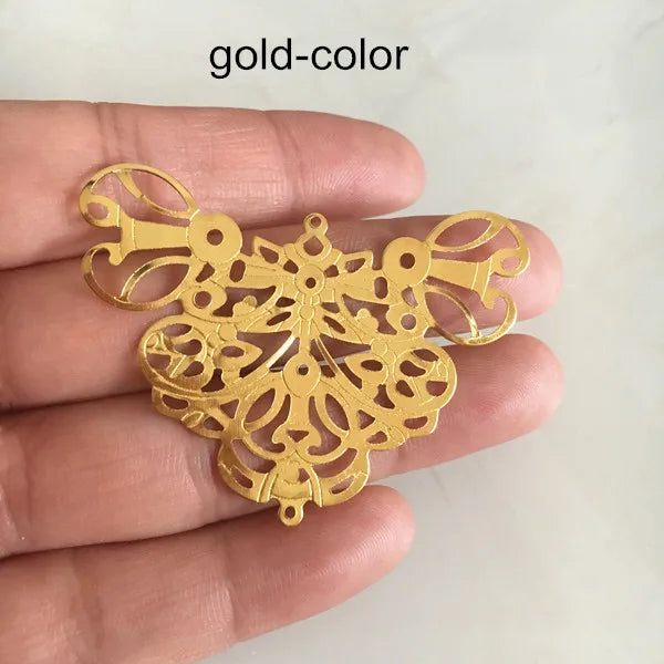 30 pcs 50x40mm Metal Filigree Butterfly Charms in Gold, Silver, Bronze