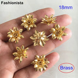 30 pcs Brass 3D Flower Bead Caps, DIY Crafts Findings