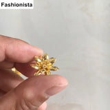 30 pcs Brass 3D Flower Bead Caps, DIY Crafts Findings